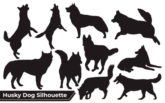 Collection of Husky Dog Silhouettes