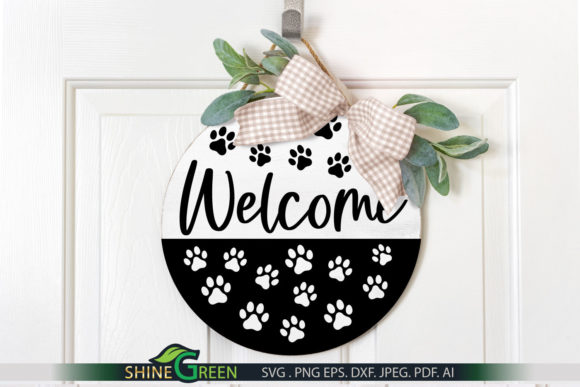 Dog Cat Paws – Welcome Home Round Sign