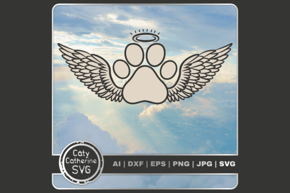 Dog Paw Print Angel Wings Remembrance