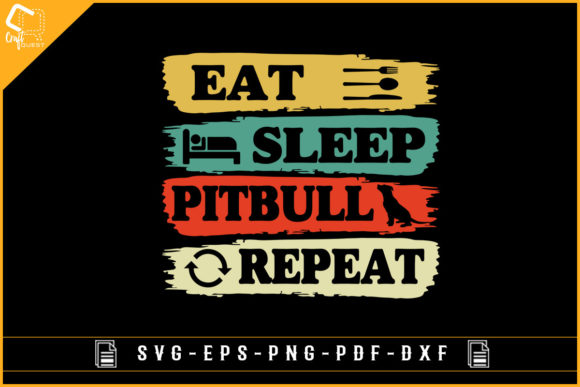 Eat Sleep Pitbull Repeat Vintage Dog