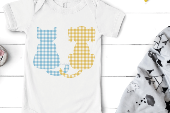 Gingham Cat and Dog Silhouettes