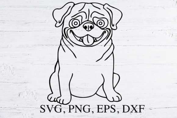 PUG SVG Cut File Smiling Dog