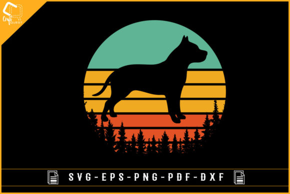Vintage Pitbull Dog Silhouette Design